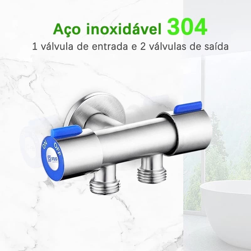 Ducha Higiênica Registro Aço Inox Super Luxo Com Derivação 1 o 2 Saídas Independentes