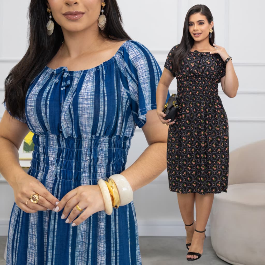 Kit Com 2 Vestidos Soltinhos Ciganinha Liganete Cores Sortidas