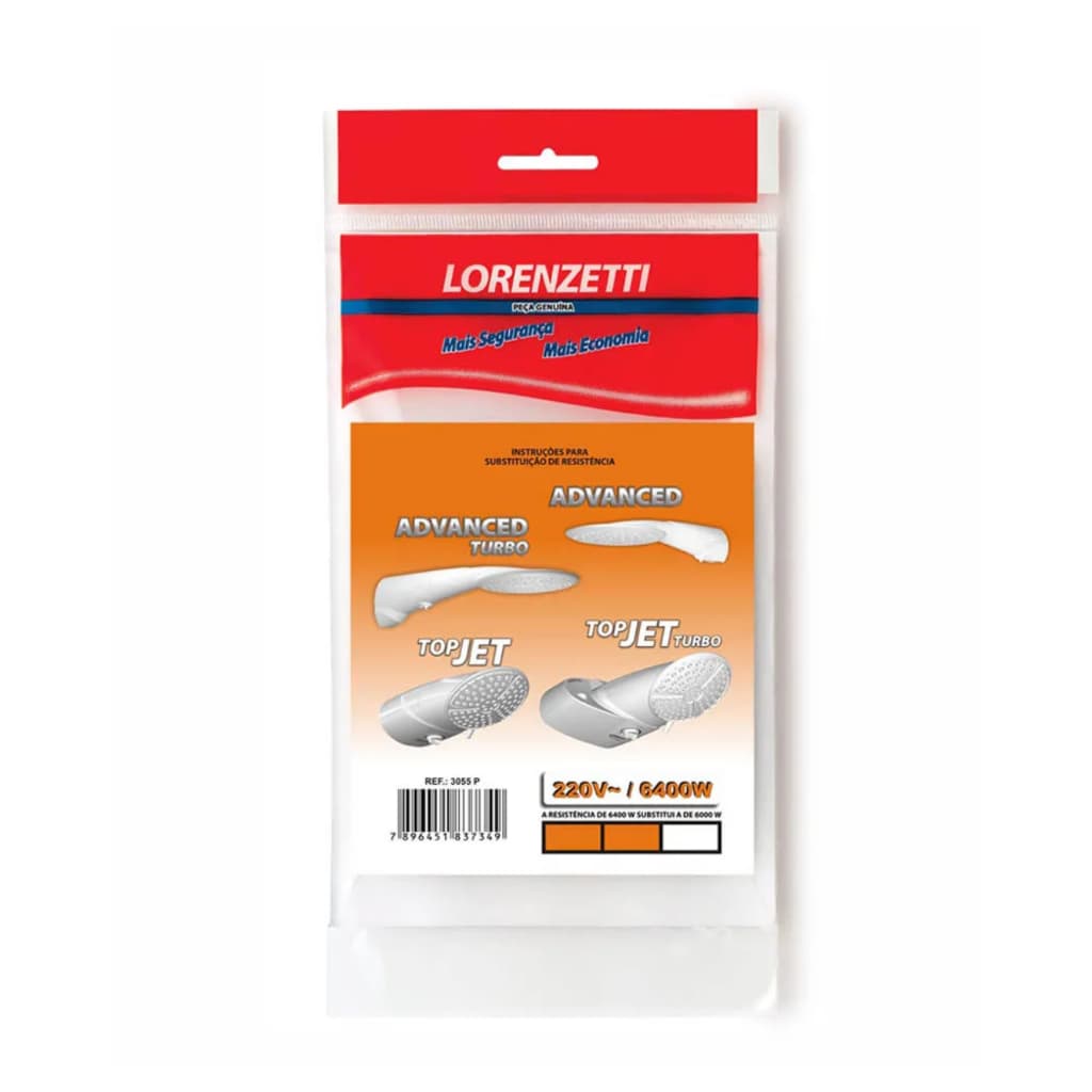 Resistência Lorenzetti 220v 6400w Advanced Top Jet Multitemperaturas