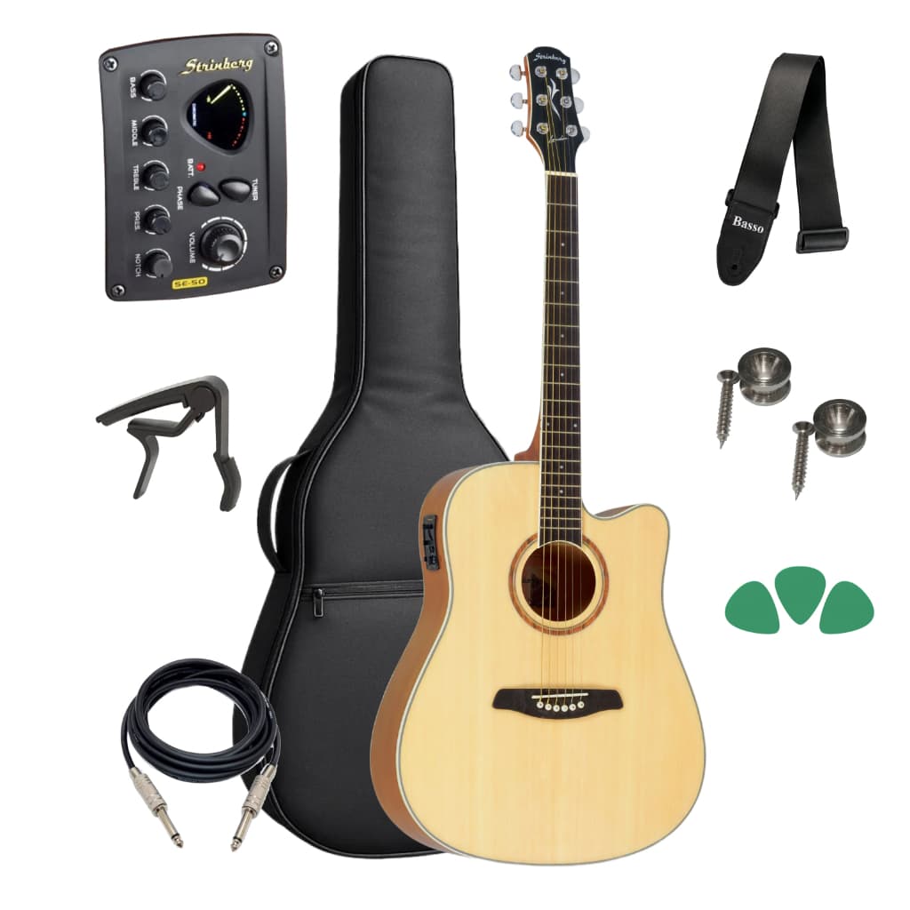 Violão Folk Eletrico Strinberg London Le30c N +kit Capa Full