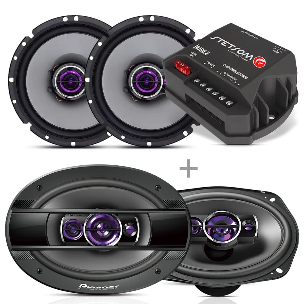 Kit Auto Falante Pioneer 6 Pol + Alto Falante Pioneer 6x9 400w Pmpo 69 + Modulo Amplificador Stetsom