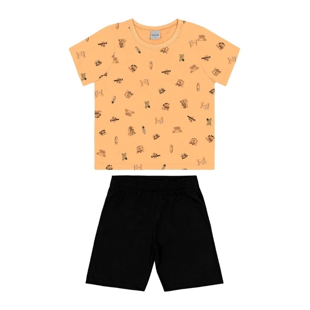 Pijama Infantil Masculino Camiseta Com Bermuda Rovitex Kids