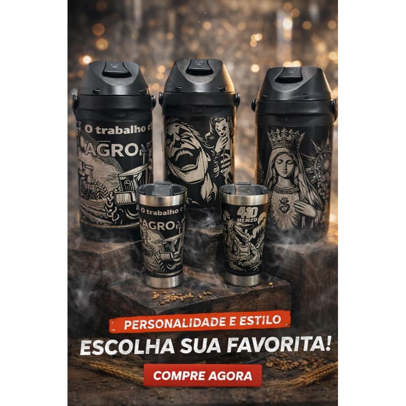 KIT GARRAFA TÉRMICA DE ÁGUA 2,5 LITRO + COPO PERSONALIZADO-Presente Ideal-Gelado-Quente-terere