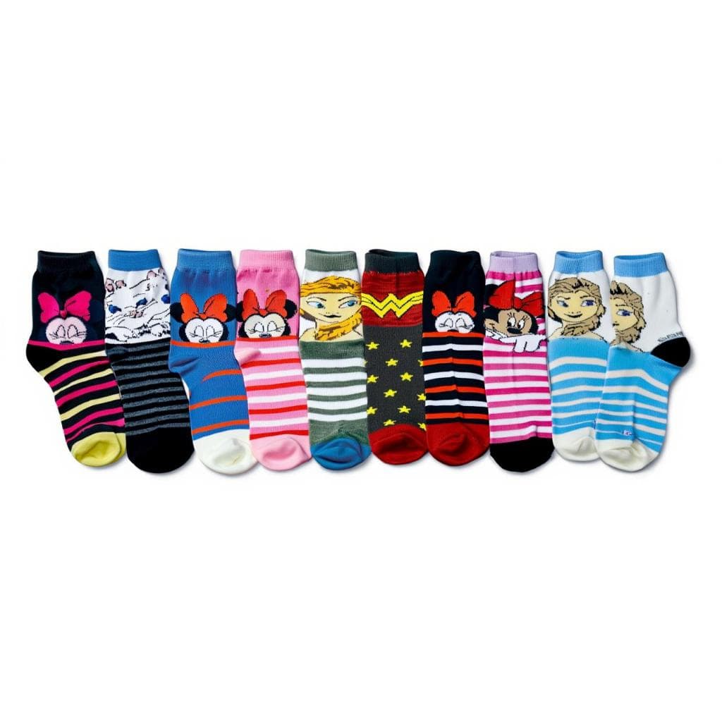 Kit 6 Pares Meias Personagem Menina Infantil 100% Algodão Premium