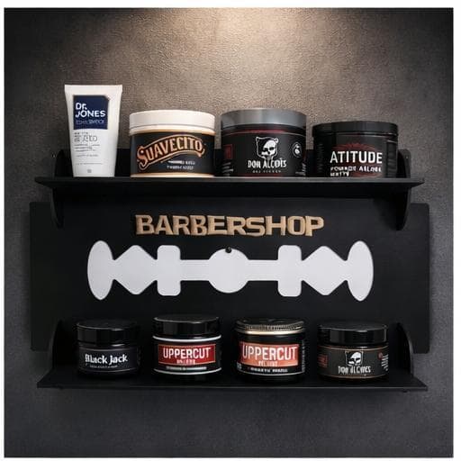 Organizador 2 Prateleira Expositora De Produtos Para Barbearia Pomadas Creme Acessorios Decoração Ha