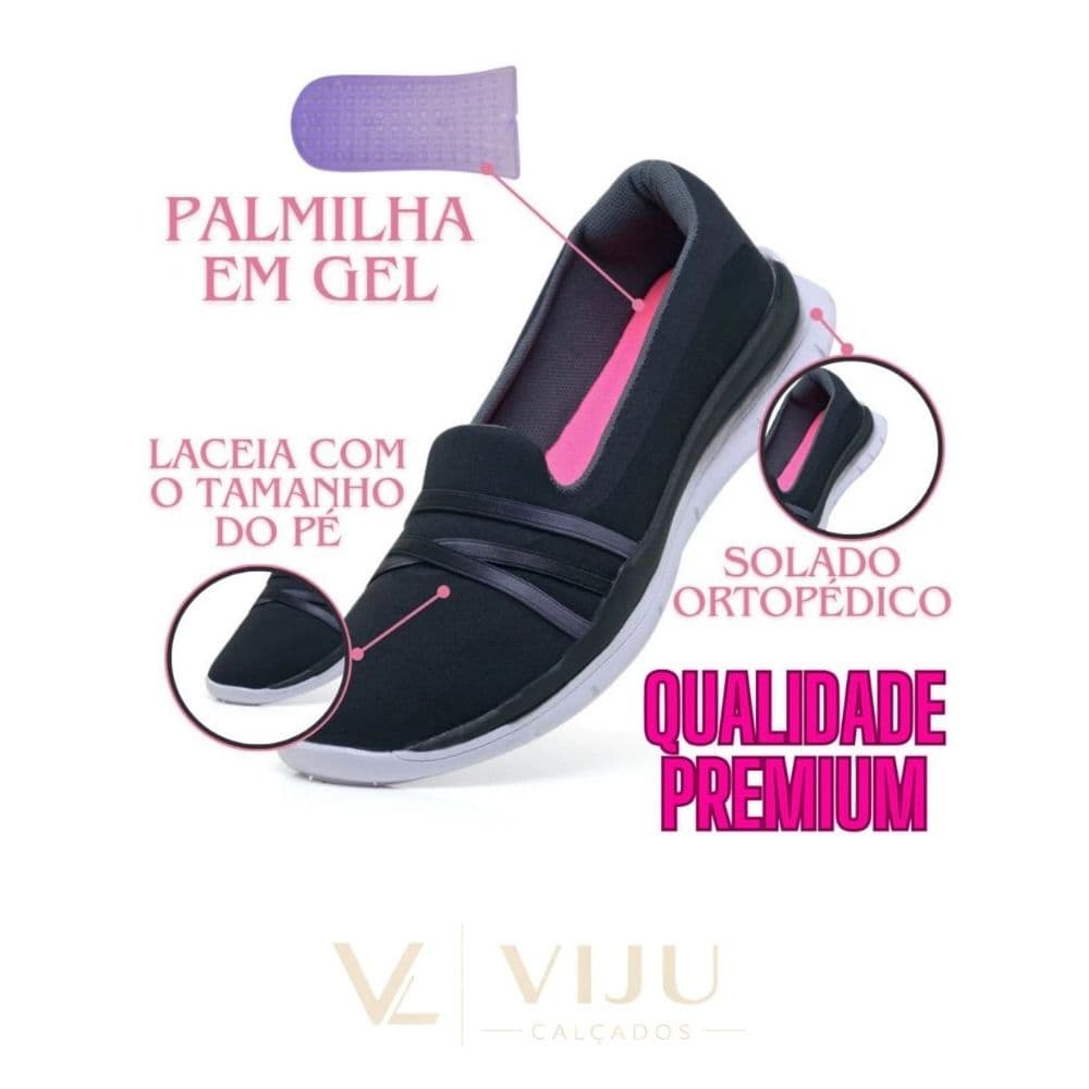Sapatilha Adulta Feminina Calce Fácil + Palmilha em Gel Ortopédico