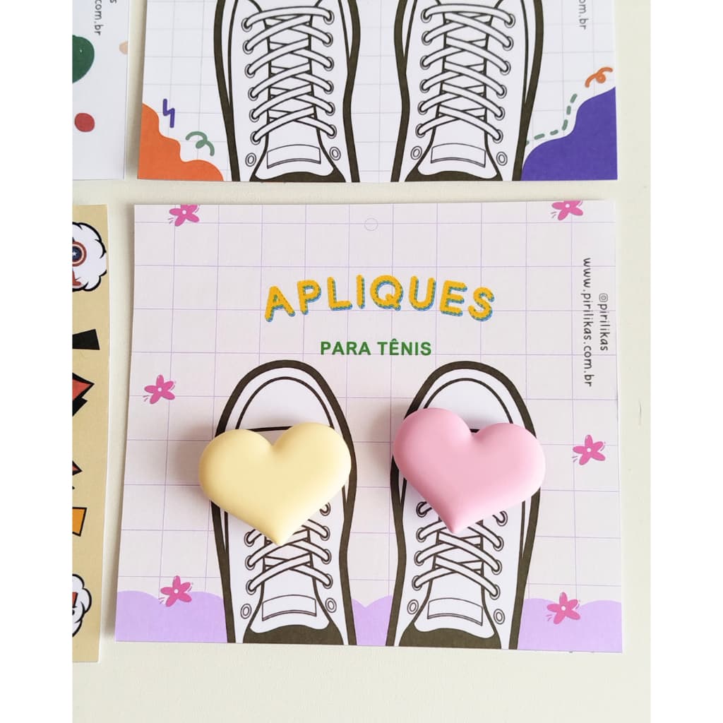 Aplique para Tênis Infantil, Coração Colorido, Acessório de Calçado Menina, Aplique Candy Color Fofo