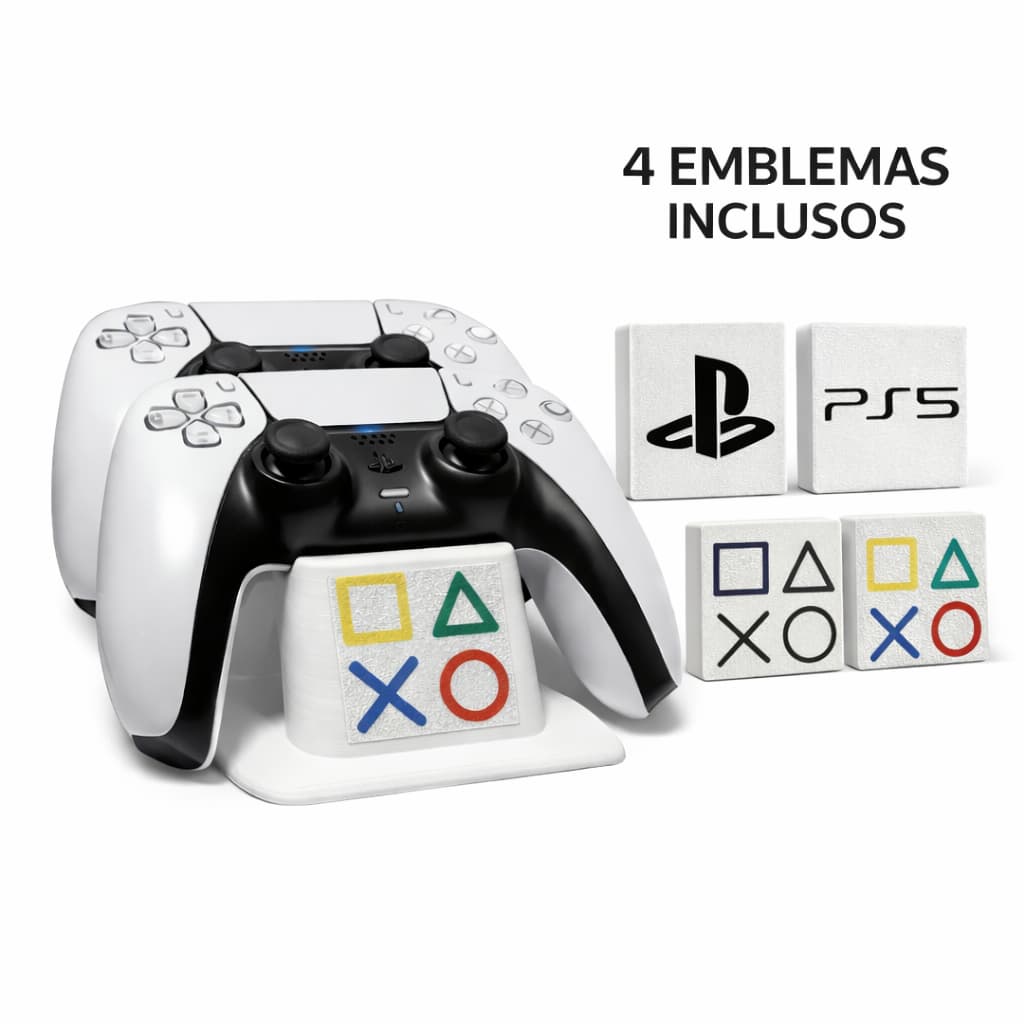 Suporte para Controle PS3 PS4 PS5 Duplo com Frente Personalizável