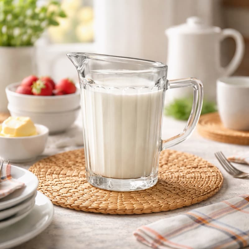 Leiteira de Vidro 290ml com Bico Dosador e Alça Resistente para Café e Mesa Posta