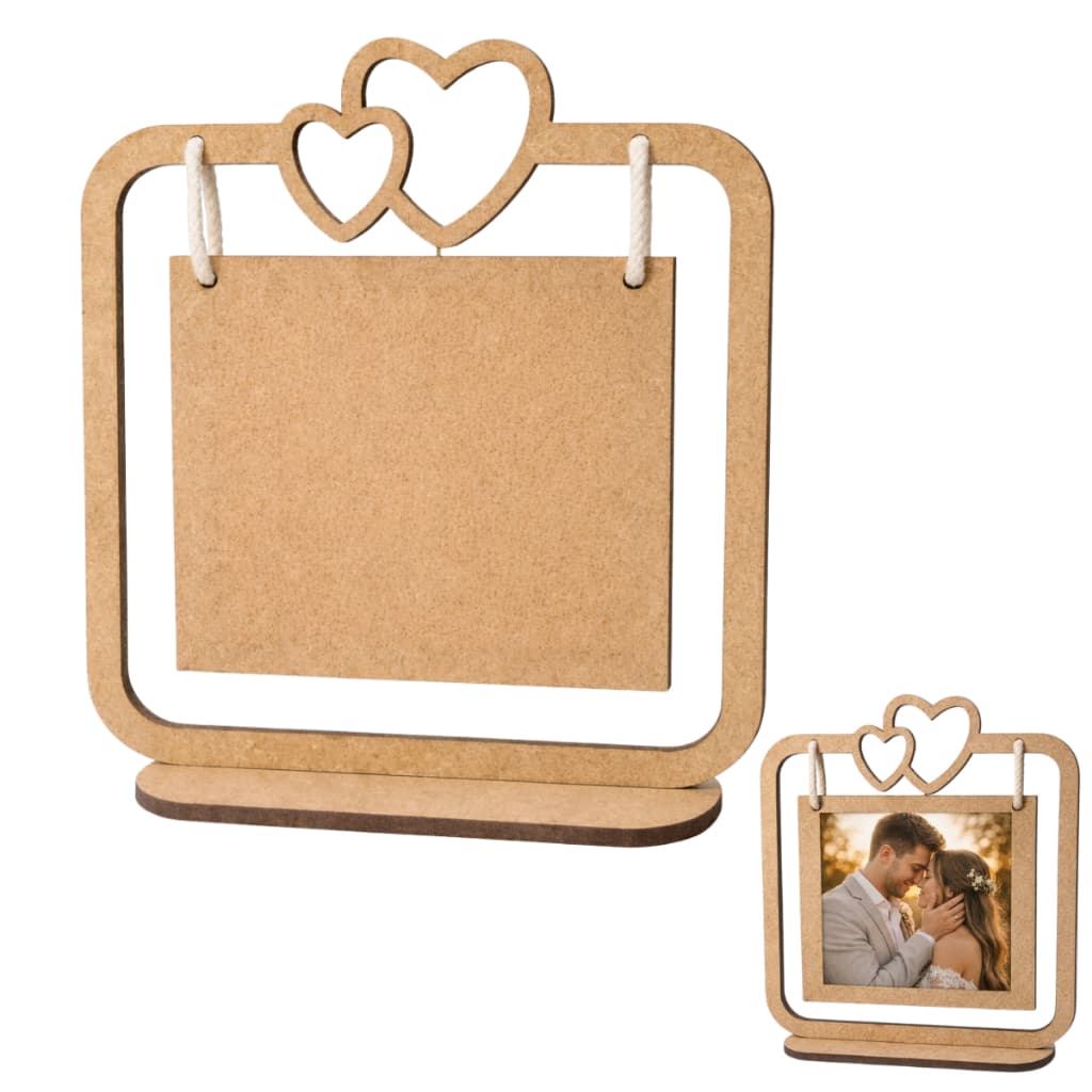 Kit Porta Retrato em MDF Cru 13x15cm Foto Família Lembrancinha Casamento Decoração Casa