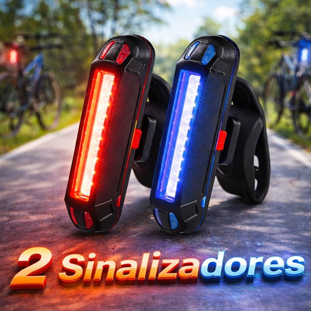 2 Lanterna Pisca Traseira Bike Led Recarregável Usb Pisca Branco Vermelho Azul