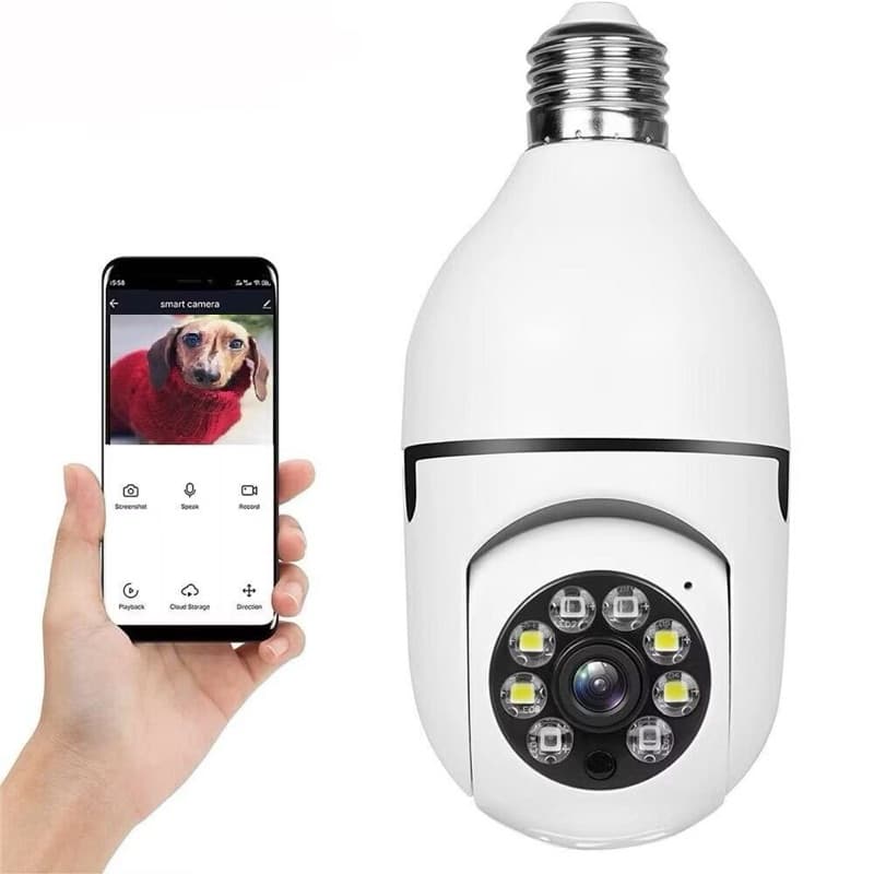 Câmera Segurança Wi-Fi Sem Fio Lâmpada Giratória 360 Infravermelho Full HD Visão Noturna 2026