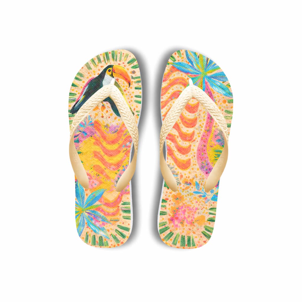 Chinelo feminino Top Bossa Estampa Tropical Colorida Estilo Praia