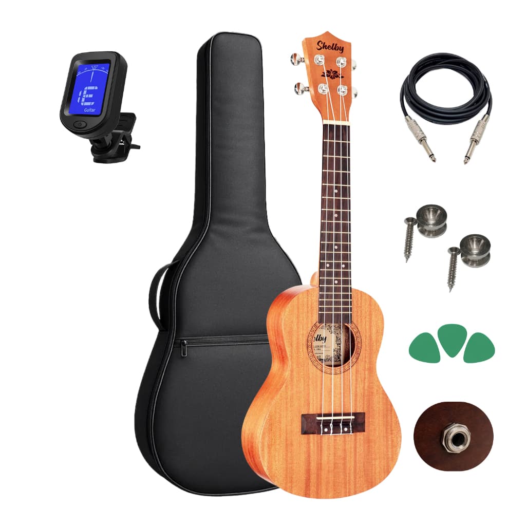 Ukulele Shelby Concert Eletrico Su23m Capa Cabo Afinador