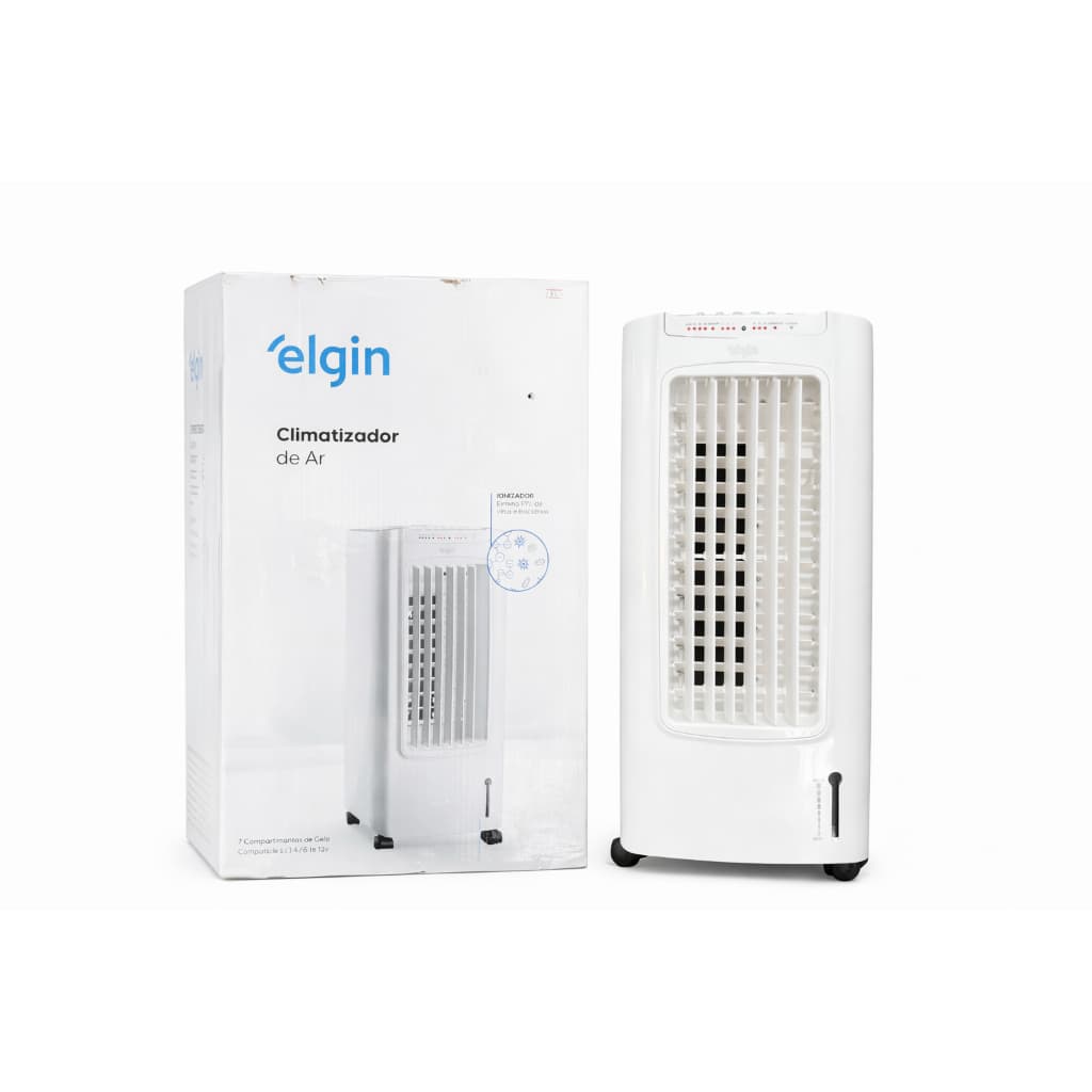 Climatizador de Ar Elgin com Ionizador Reservatório 7,5L 3 Velocidades Portátil Econômico