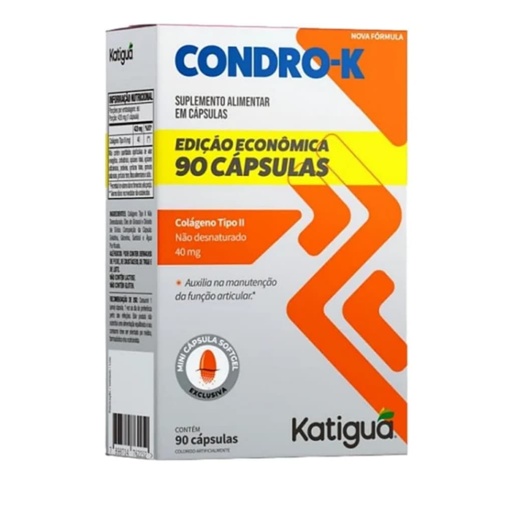 Condro-K Colágeno Tipo 2 40mg Katiguá 90 Cápsulas – Saúde das Articulações e Cartilagens