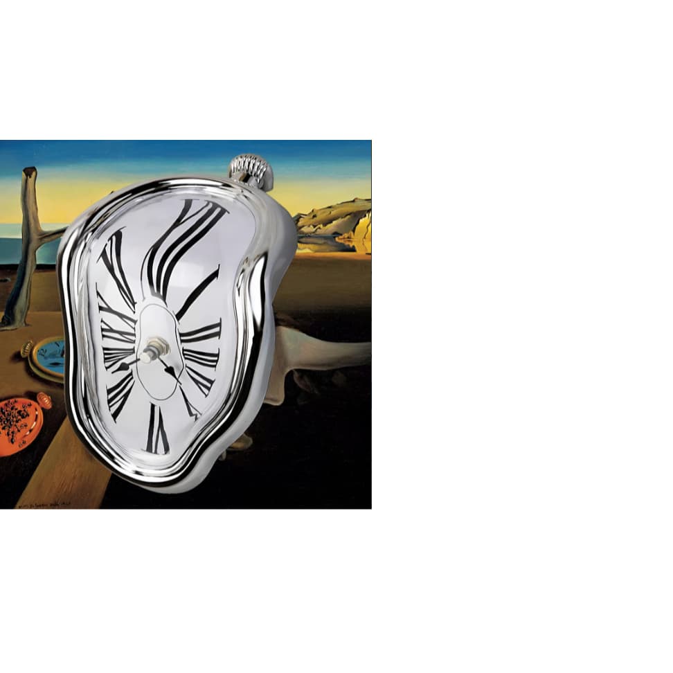 Relógio Derretido Surrealista Salvador Dalí - Prateado Cinza Branco