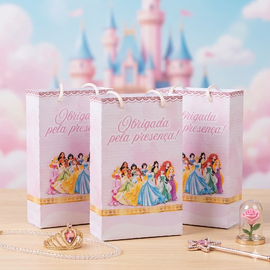 PRINCESAS Sacolinha P Sacola Surpresa Lembrancinha para Festa