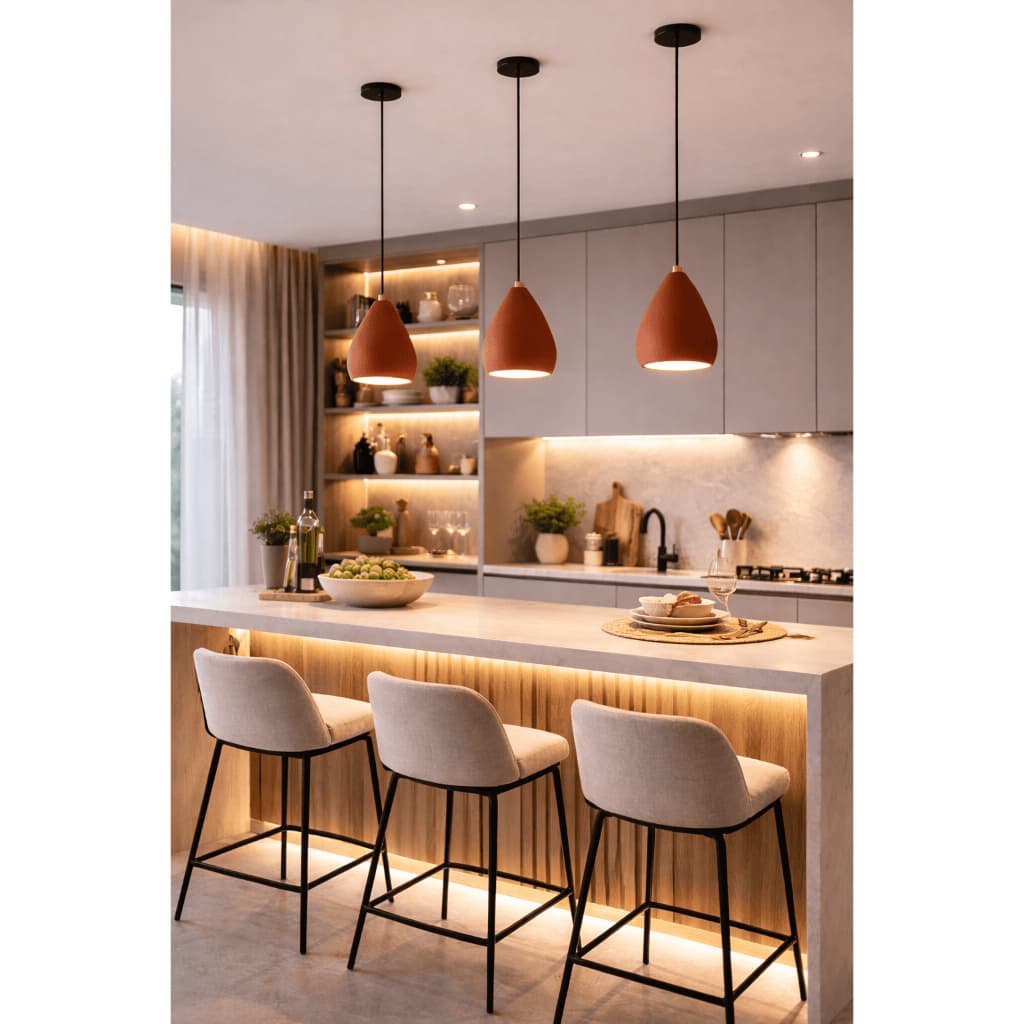 Lustre Luminária de Teto 3 Pendente em Ceramica Moderno URBAN E27 Cozinha Bancada Sala Bivolt
