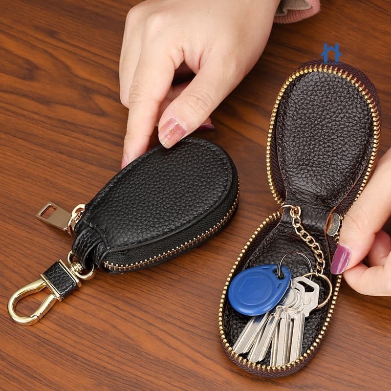 Porta Chaves de Couro Pequeno com Chaveiro para Pendurar Organizador Compacto e de Luxo