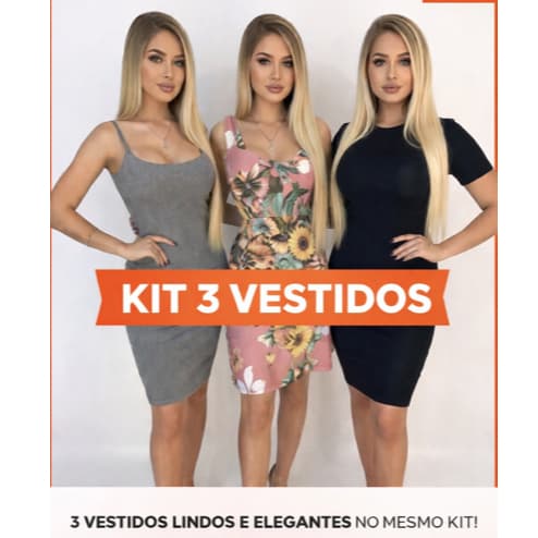 Kit 3 Vestidos Femininos Justos Midi – Modelagem Perfeita - PROMOCAO