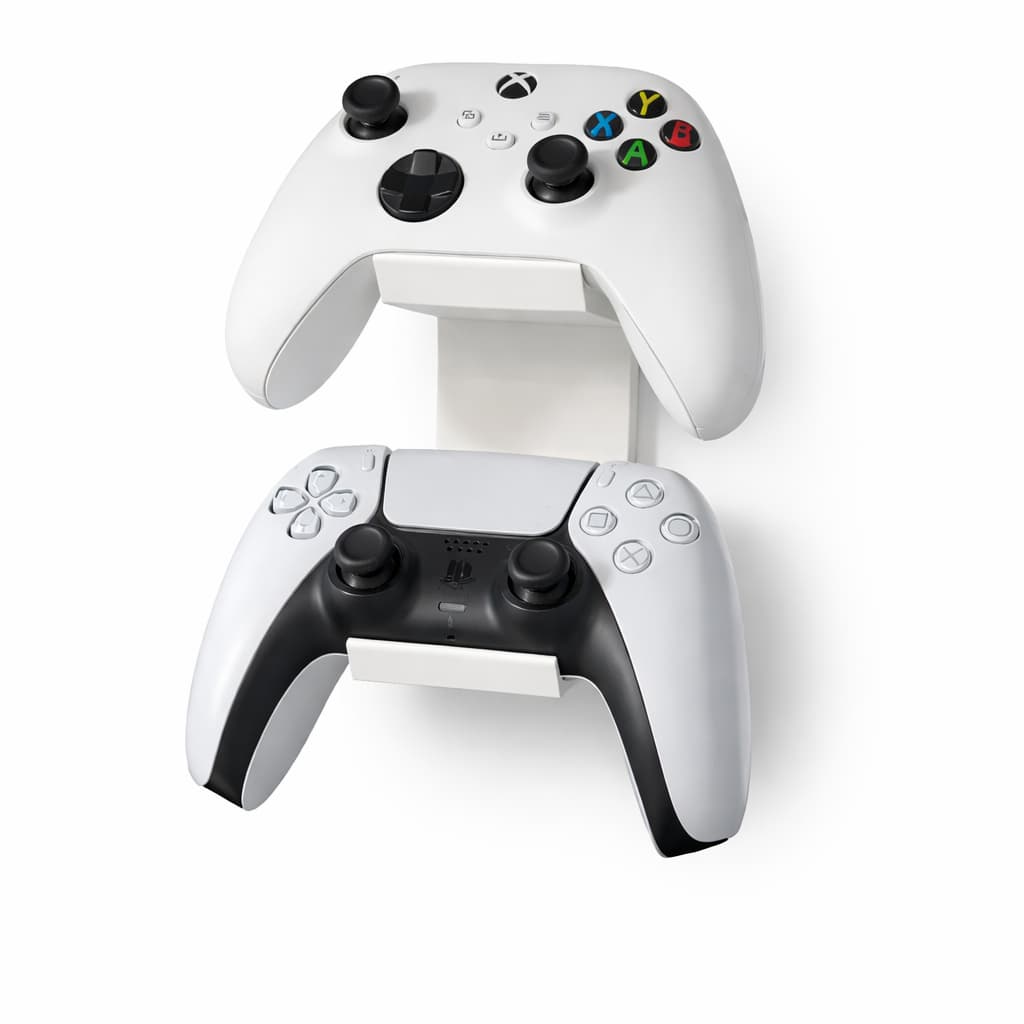 Suporte Duplo para Controle PS5 PS4 Xbox – Suporte de Parede com Fita 3M – Organizador Gamer