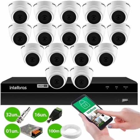 Kit 16 Câmeras Intelbras VHL 1120 D DVR MHDX 1216 Full HD