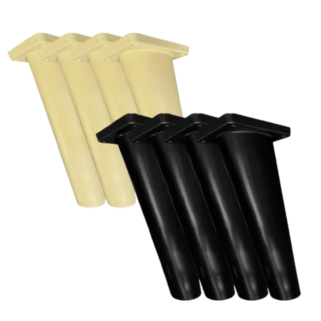 Kit 4 Pés Palito Retro Bege ou Preto 15cm Para Móveis Rack Aparador Mesa Lateral e de Centro