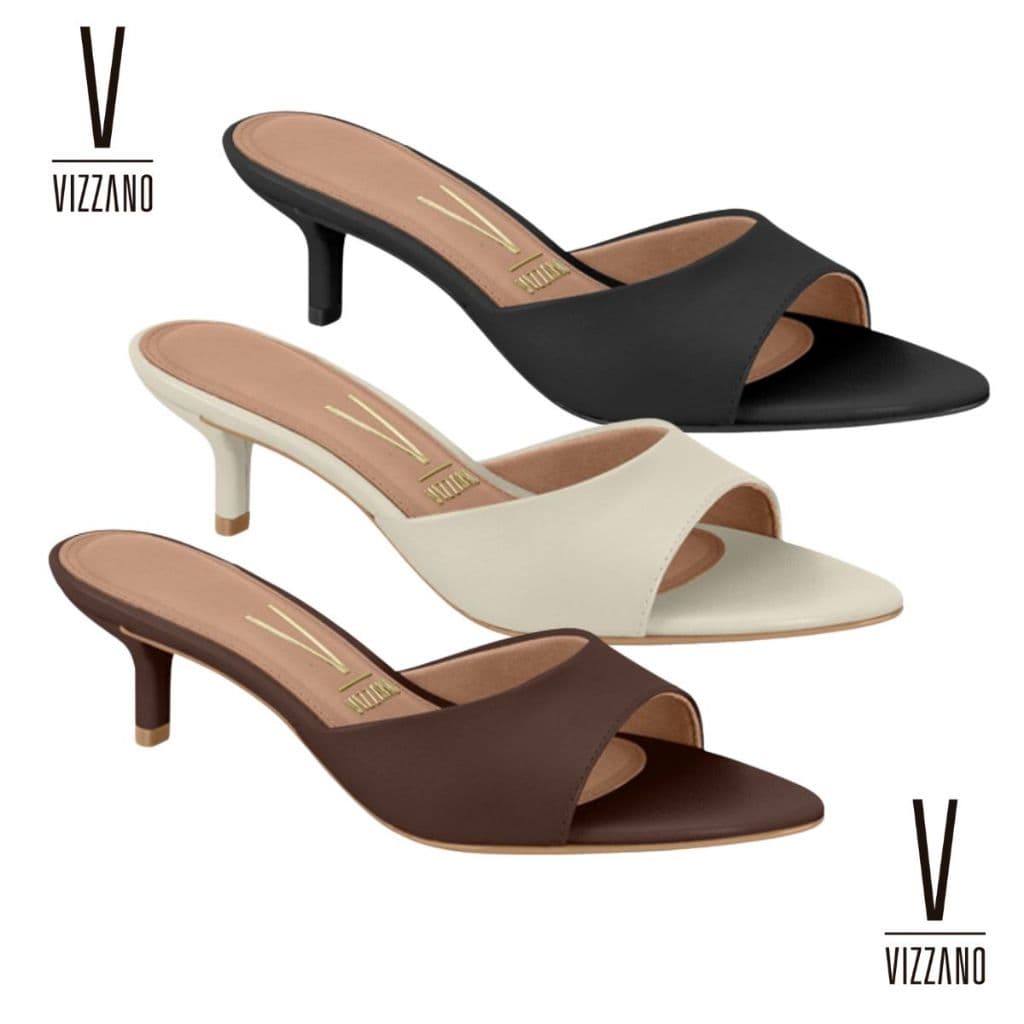 Sandália Tamanco Feminino Vizzano Salto Médio Bico Fino Festa Casual Ref: 6576.101