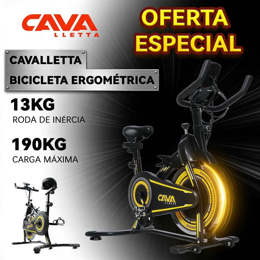 Bicicleta Ergométrica Mecânica Cavalletta – Flywheel 13KG, peso suportado 330lbs (150kg). Treino intenso em casa!