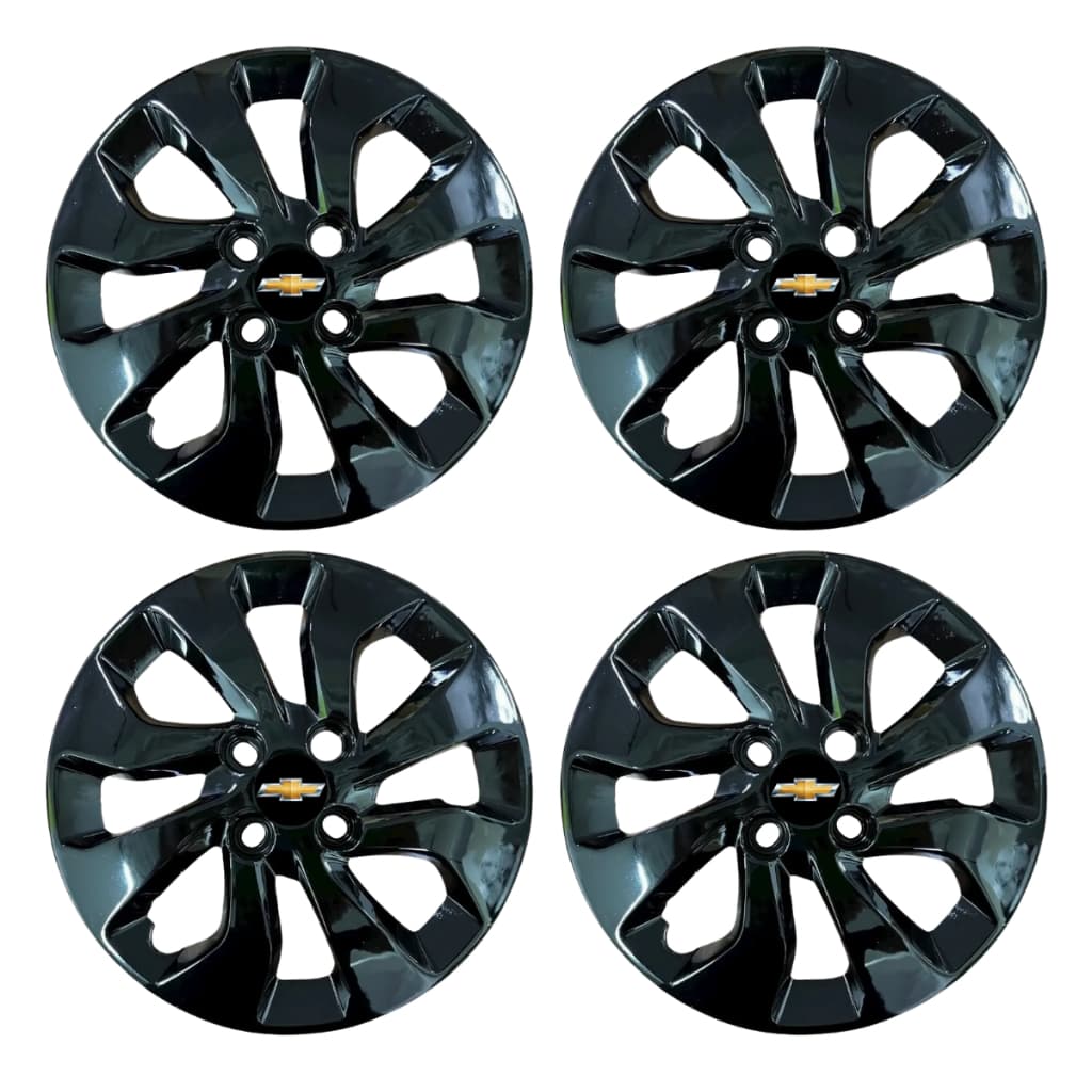 Jogo 4 Calota Onix Prisma Aro 14 Preta 2017 2018 2019 2020 Antiperda Cubo Baixo Chevrolet