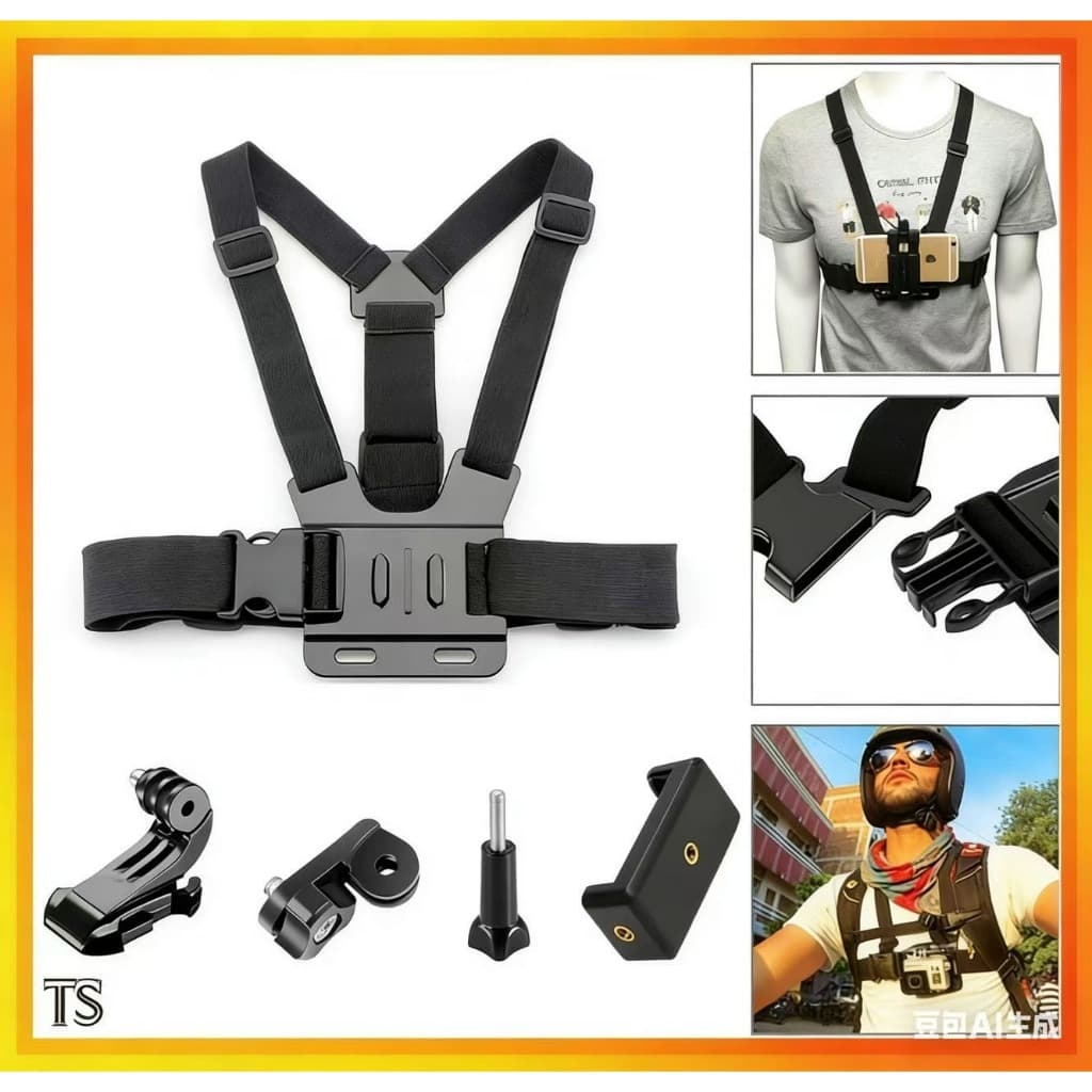 Suporte de peito ajustável para telefones celulares e câmeras GoPro para peito de motocicleta e bicicleta SPR-12