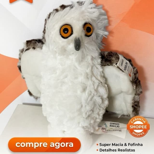 Pelúcia Coruja 24cm Edwiges Harry Potter - BR Machine Original (Nova)
