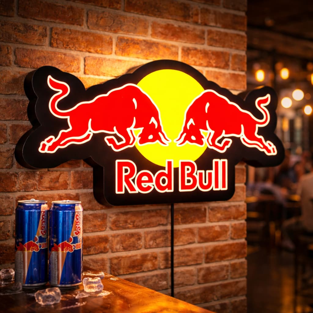 Luminoso Red Bull  Letreiro 55x28 Letreiro Bar Parede Decorativo Alto Brilho A Prova D'Água