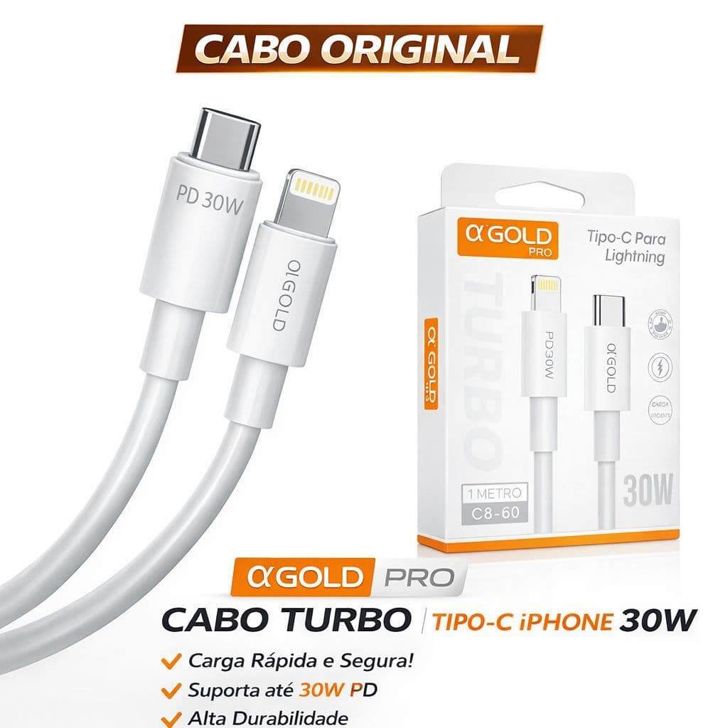 Cabo Original Tipo C Lightning Super Turbo 30W Para Iphone Agold 1 Metro