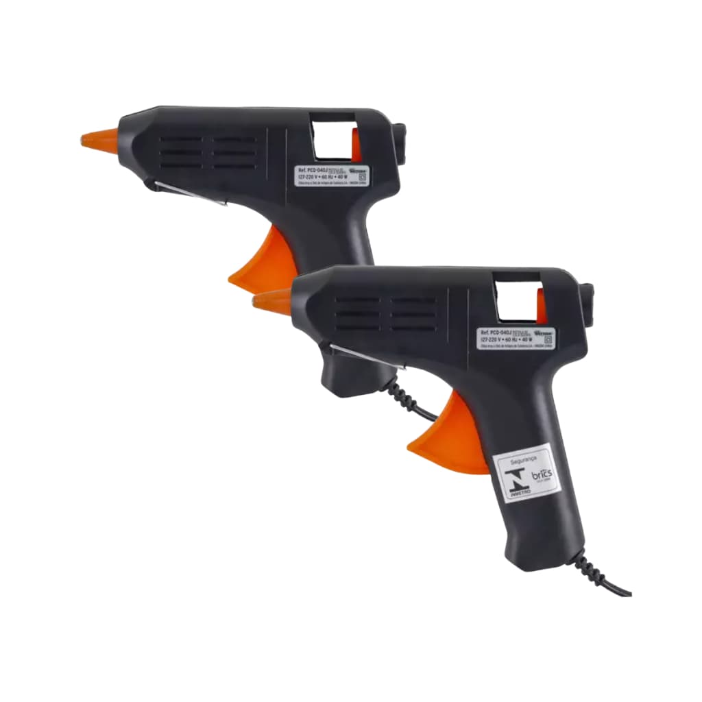 2 Pistola Aplicador Cola Quente Fina 7mm 10W Bivolt Pequena Bico Fino Profissional Revolver