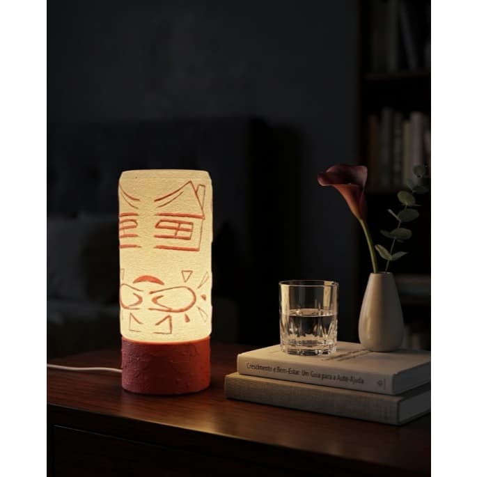 Luminária Abajur De Mesa Lampada Led Quarto Moderna Estampada em Relevo Desenho Infantil
