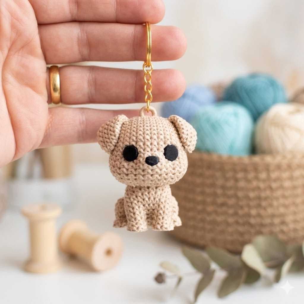Kit 3 Chaveiros Cachorrinhos Poodle Colecionáveis Cute Kawaii  – Textura Amigurumi | Material Plástico Personalizado