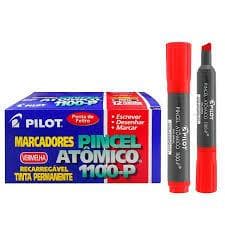 Marcador Permanente Pilot 1100-P Pincel Atômico Recarregável – Preto / Vermelho