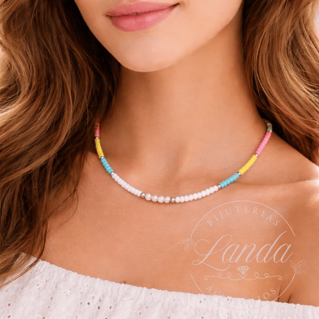 Colar Choker Gargantilha Miçanguinhas Coloridas Cores Candy