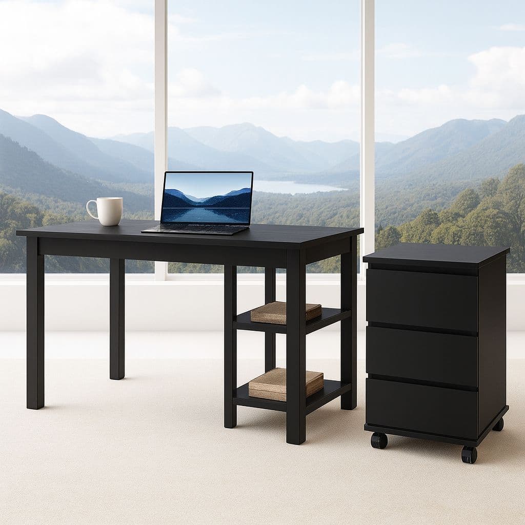 Kit Mesa Office De Escritório + Organizador Gaveteiro De Mesa 3 Gavetas Moderno