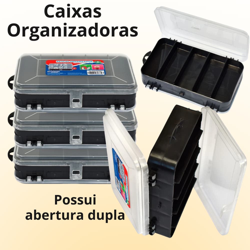Caixa Estojo Organizador até 4 Maleta Parafuso Pesca porcas Agulha Aviamentos ferramenta
