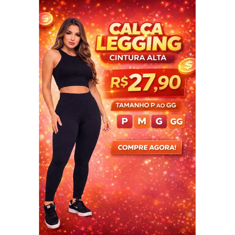 Calça Legging Feminina Grossa Cintura Alta Anti Transparência Leg Fitness Academia Suplex
