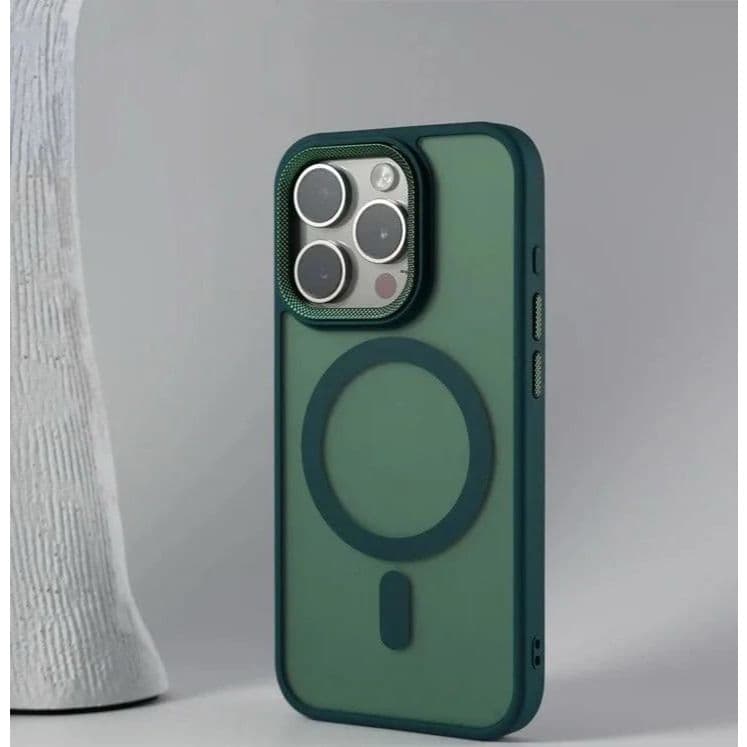 Capa de Celular com Magsafe Verde Fosco com Alto Relevo nas Cameras para iphone 13 Pro Max