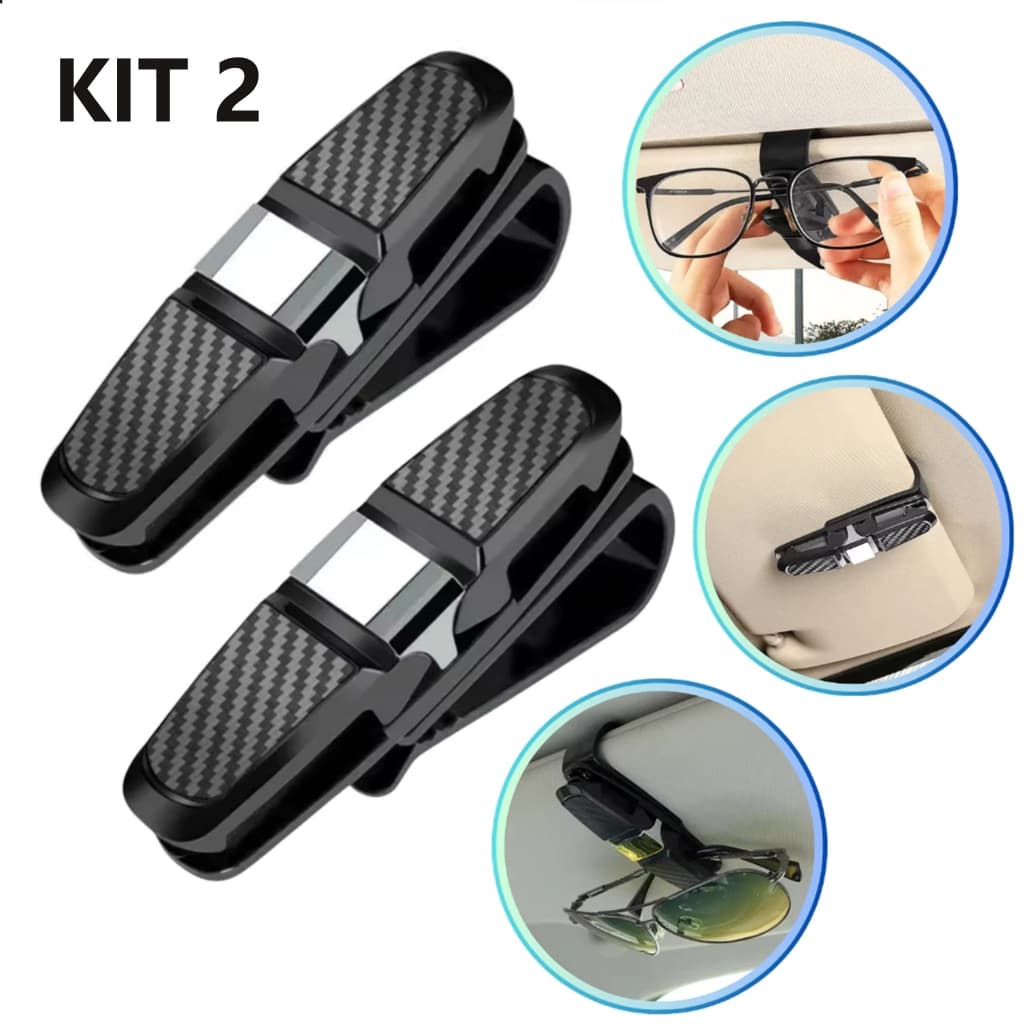 Suporte Porta Oculos Carro Quebra-sol Universal Clip Giratório Organizador Veicular Anti risco