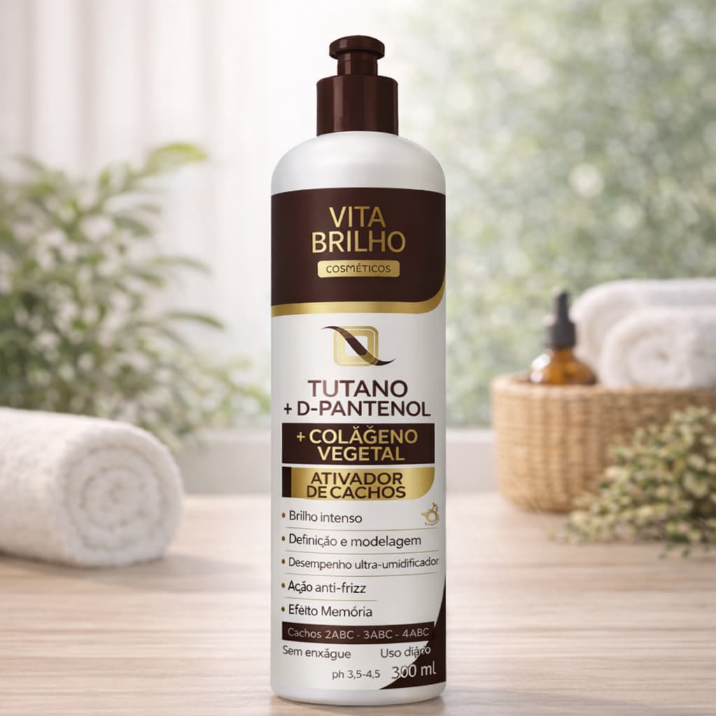 Ativador de Cachos Tutano + D-Pantenol 300ml Vita Brilho Hidratação, Definição e Brilho para Cabelos Cacheados