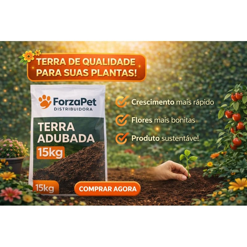 Terra Adubada Premium 12kg ForzaPet – Solo Orgânico Rico em Nutrientes para Hortas, Plantas e Jardins
