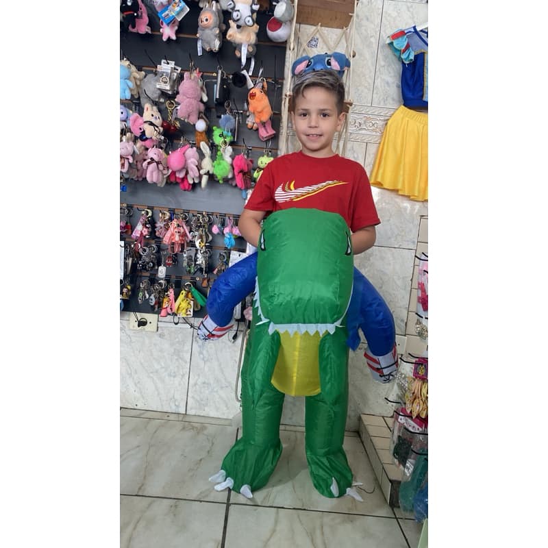 Fantasia Inflável Festa De Montaria De Dinossauro Verde