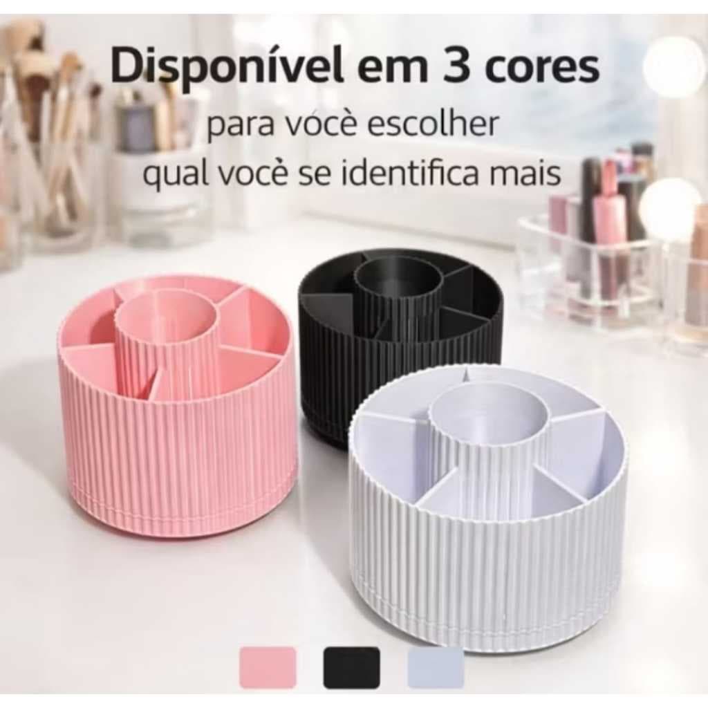 *Organizador de Maquiagem Giratório 360º Premium – Porta Pincéis, Batons e Cosméticos*