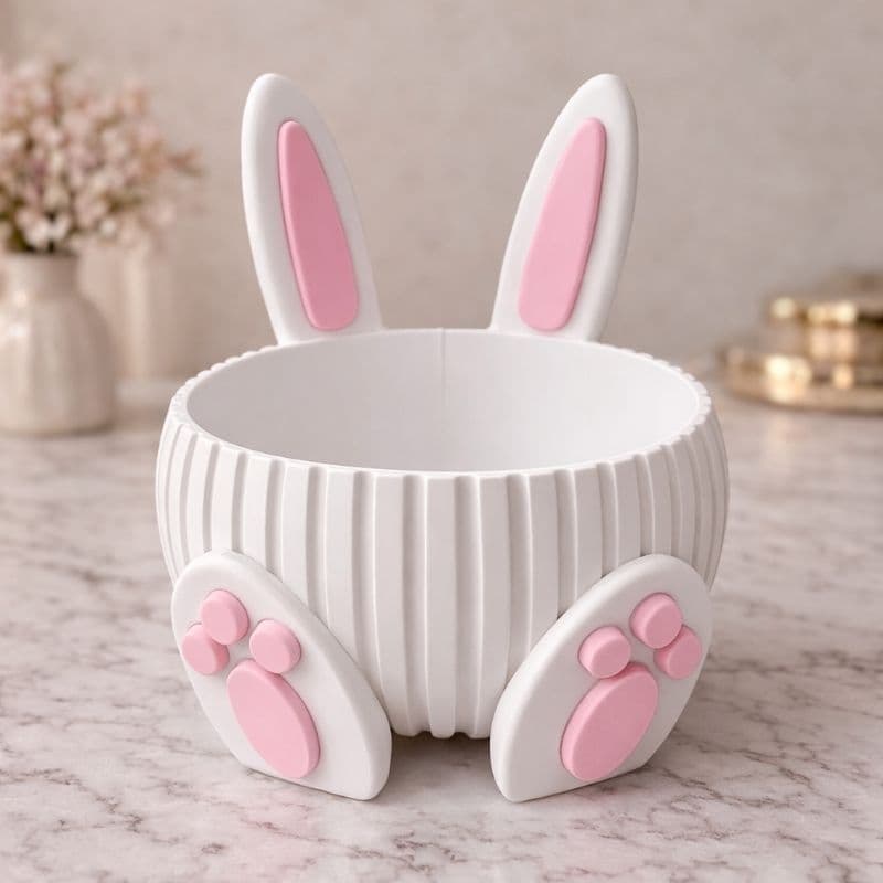 Cesta Porta Chocolates Coelhinho Decorativo para Páscoa